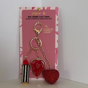 ☀️Piper-K Red and Lipstick Gold Heart Keychain Set